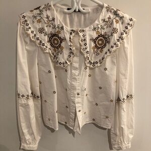 Zara embroidered blouse